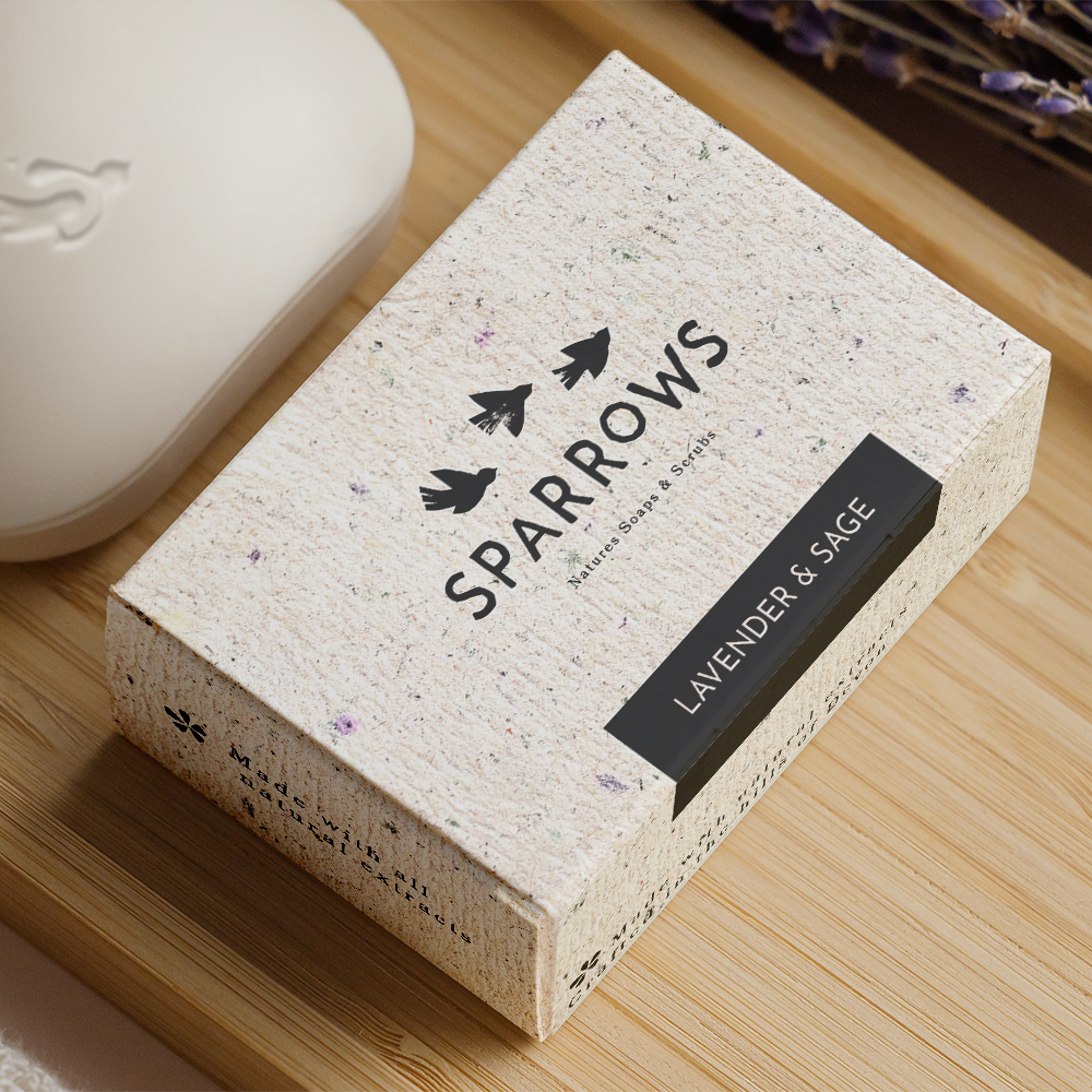 Branding on soap packaging for beauty business