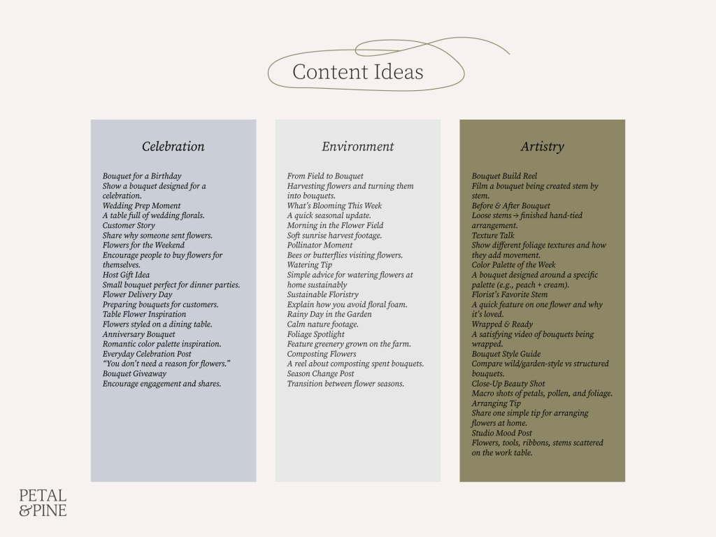 Content ideas for florist business